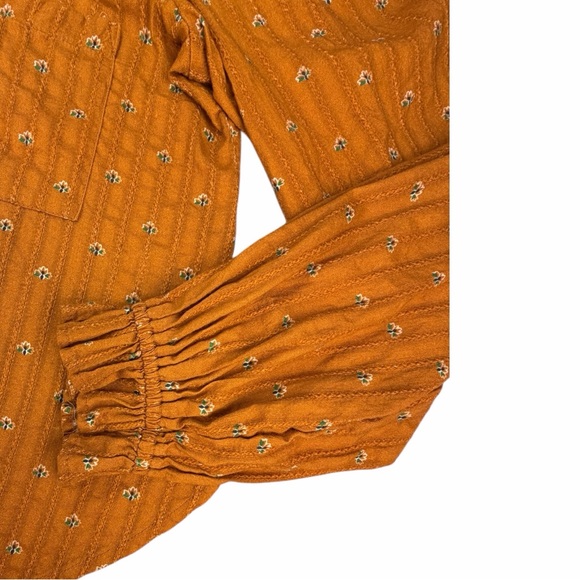 Anthropologie Pilcro The Keira Collard Front-Button Blouse In Mustard Size XS - Picture 4 of 10